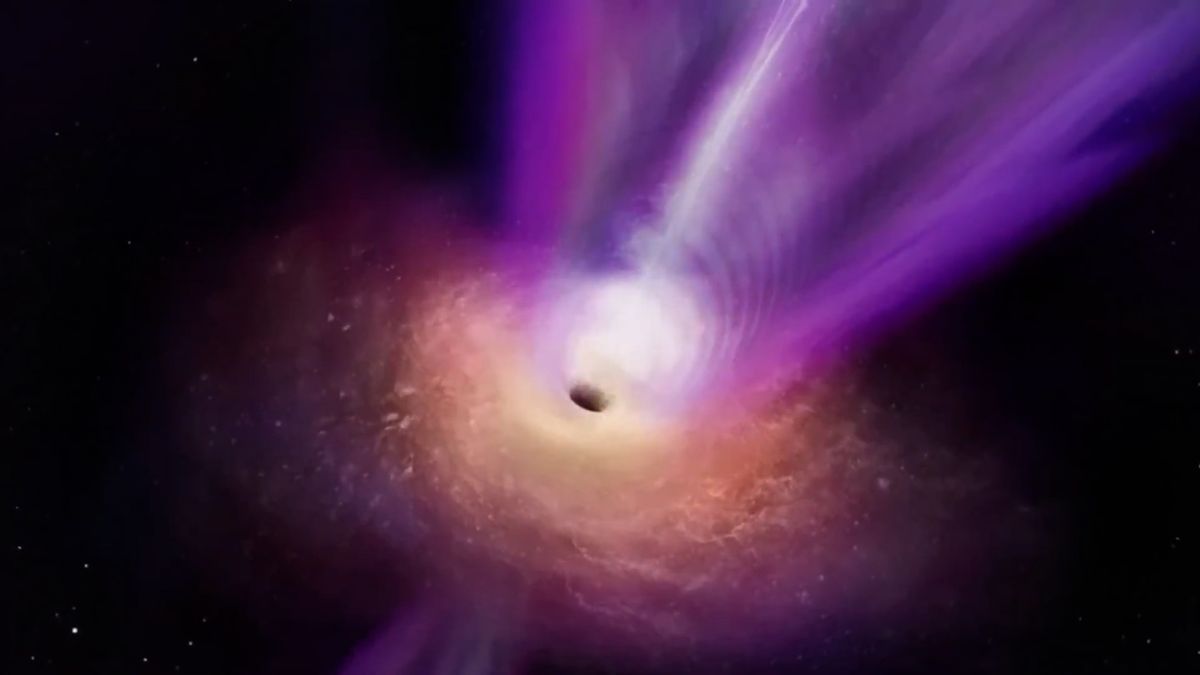 Černá díra způsobuje vzdálené galaxii „škytavku“